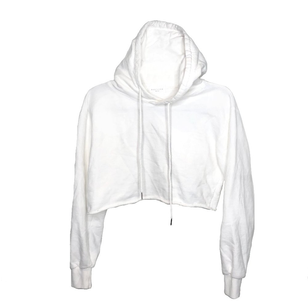 french terry white cropped hoodie